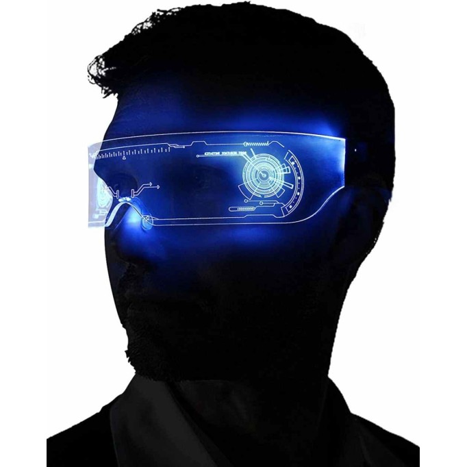 SAFEBAO LED Light Up Glasses for adult with 7 Colors and 4 Modes Rechargeable Futuristic style Glasses