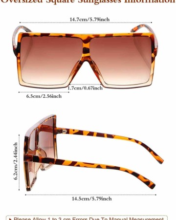 12 Pieces Oversized Square Sunglasses Flat Top Shades Retro Oversize