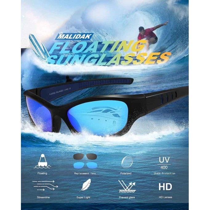 MALIDAK Polarized Floating Sunglasses for Men Women with Case 2 Pairs Lens