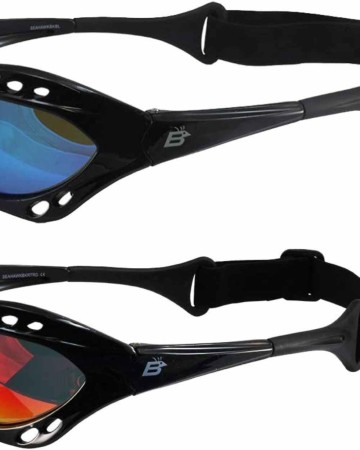 2 Pairs of Birdz Seahawk Polarized Padded Sunglasses Black Frames Blue + Red Reflectech Lenses