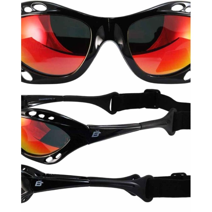 2 Pairs of Birdz Seahawk Polarized Padded Sunglasses Black Frames Blue + Red Reflectech Lenses