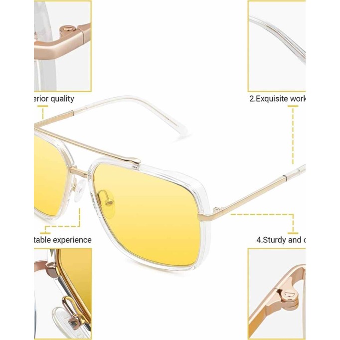MAFEEDSS Sunglasses Men and Womens Driving Polarized Vintage Square Fashion Aviator Sunglasses Classic Trendy