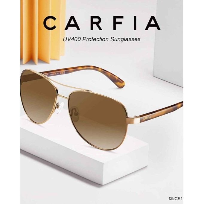 Carfia Polarized Sunglasses for Women UV Protection Lightweight Metal Frame Classic Pilot Ladies Safety Glasses CA3216