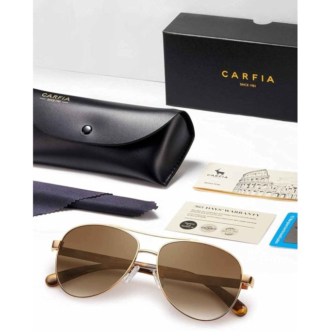Carfia Polarized Sunglasses for Women UV Protection Lightweight Metal Frame Classic Pilot Ladies Safety Glasses CA3216