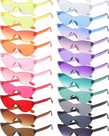15 Pairs Candy Colored Rimless Sunglasses Cat Eye Colored Transparent Sunglasses for Women Men