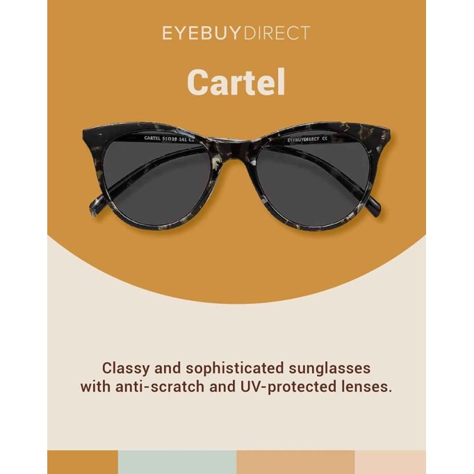 EyeBuyDirect - Mens & Womens Cateye Sunglasses, Anti-Scratch Lens Coating, UV Protection, and Plastic Frame