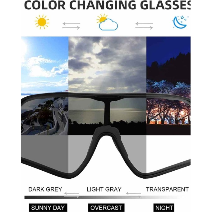 ROCKBROS Photochromic Sunglasses for Men Cycling Sunglasses Sports Bike Glasses