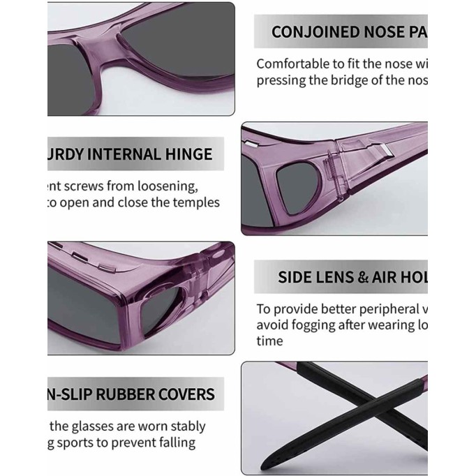 Sunglasses Fit Over Glasses, Polarized 100% UV Protection Wrap-around Sunglasses for Men & Women Driving