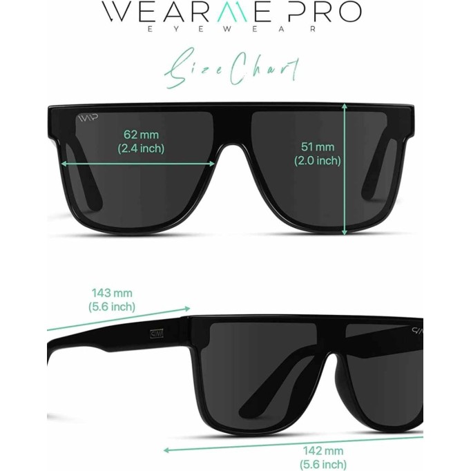 WMP Eyewear - Flat Full Mirrored Lens Square Trendy Oversized Sunglasses