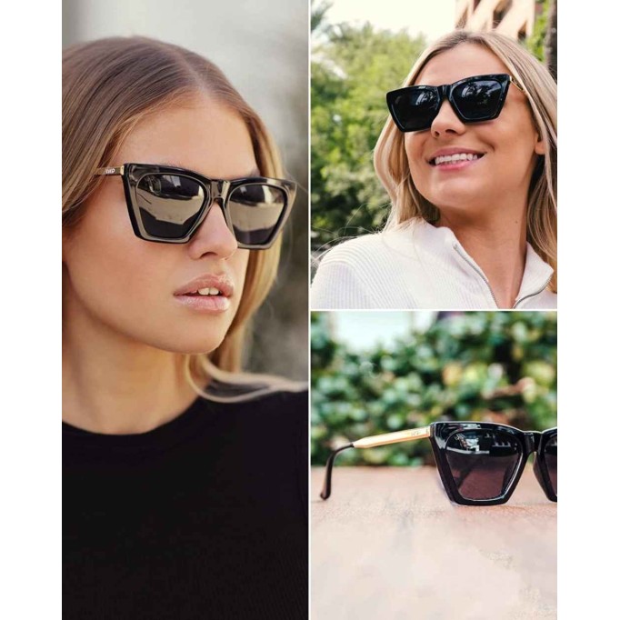 WMP Eyewear - Square Cat Eye Shape Metal Frame Fashion Polarized Mirrored Sunglasses