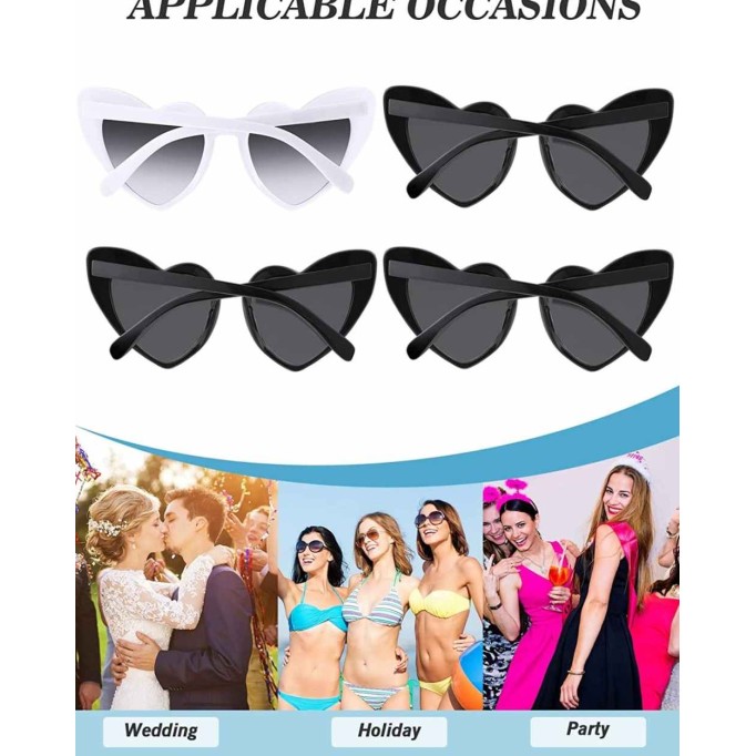 9 Pairs Heart Shaped Sunglasses Vintage Heart Sunglasses Women Retro Eyeglasses for Shopping Traveling Party Accessories