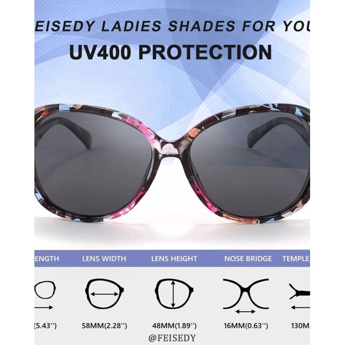 FEISEDY Women Oversized Polarized Sunglasses Ladies Large Shades Classic Fox Sunglasses B2730