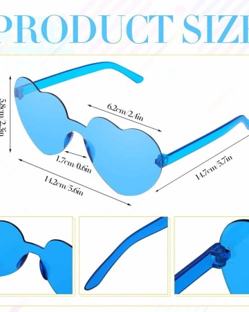 16 Pairs Heart Shape Rimless Valentines Sunglasses Transparent Love Fun Sunglasses Party Accessories for Women