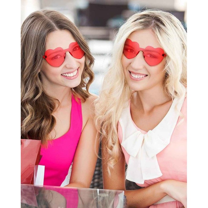 40 Pairs Heart Glasses Rimless Heart Shaped Glasses Frameless Sunglasses Transparent Candy Sunglasses Tinted Eyewear