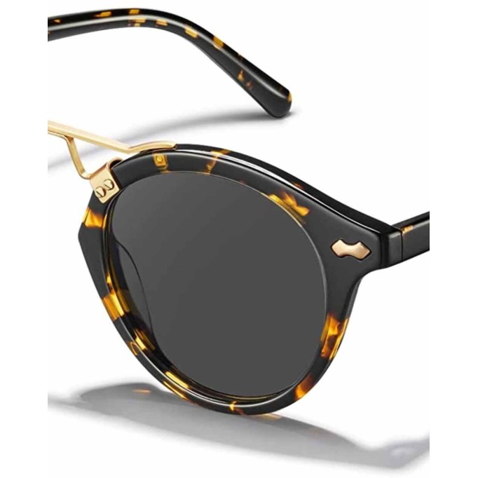 Carfia Polarized Sunglasses for Women UV Protection Acetate Eyewear Metal Brow