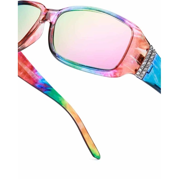 LVIOE Polarized Rhinestone Inspired Designer Sunglasses for Women Trendy Rectangle UV400 Shade LS907