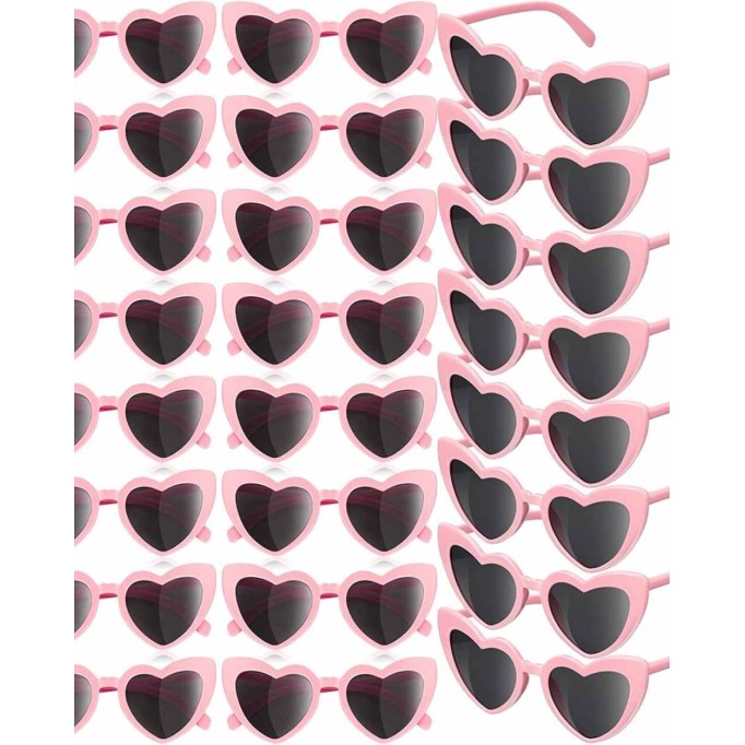 24 Pairs Retro Heart Shaped Sunglasses for Women Vintage Heart Sunglasses Heart Eye Sunglasses for Party