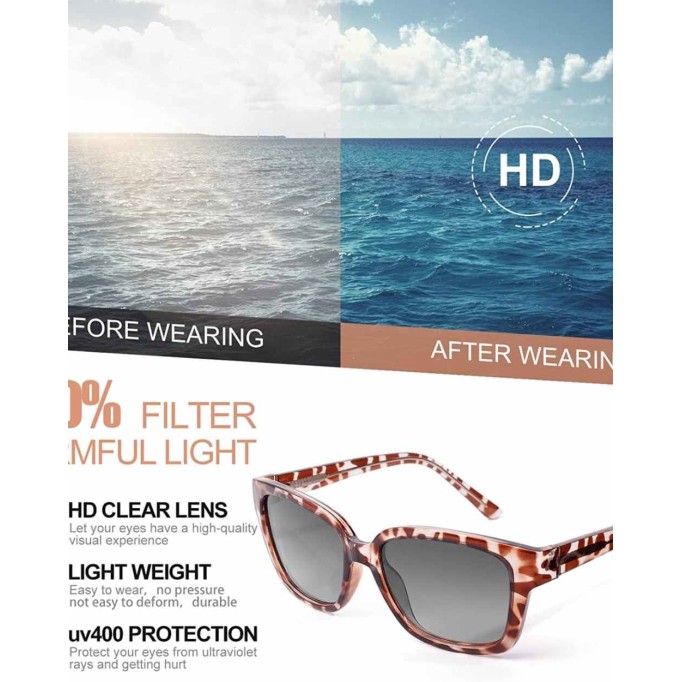 LVIOE Vintage Square Polarized Sunglasses for Women Men Classic Trendy UV400 Sunnies Acetate Frame LS8080